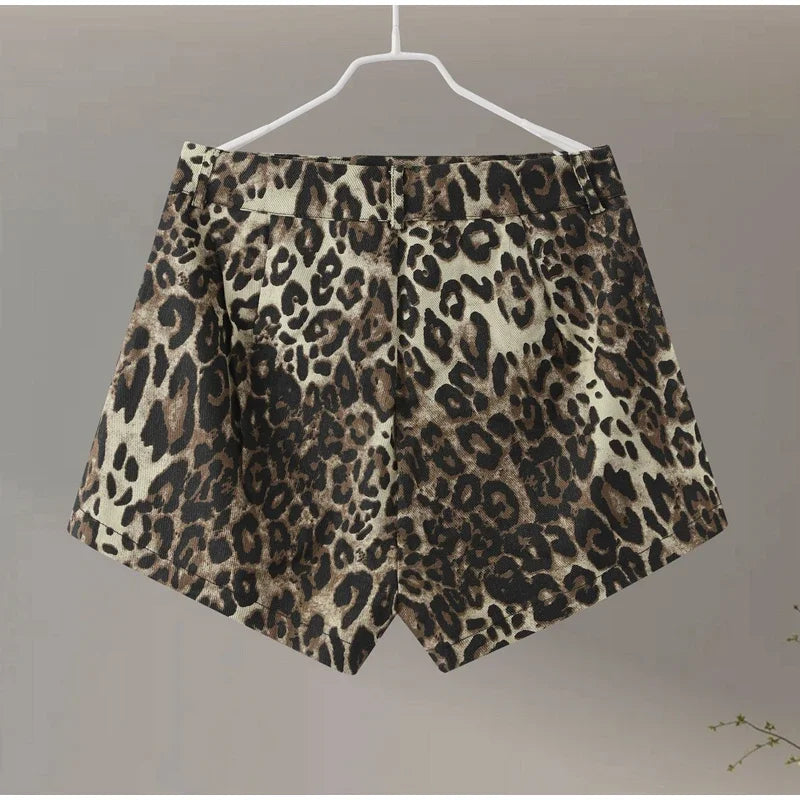 Leopard Print Shorts Women Denim Short Pants - MERGE.DAY.1.FREESTYLE