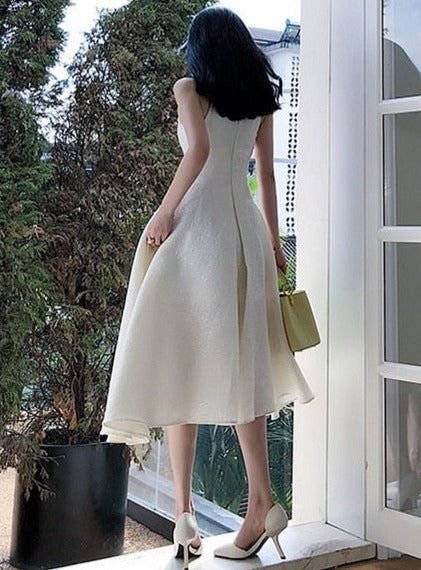 O-neck Sleeveless Party Dress Women Slim Waist Solid Female A-line Dress - MERGE.DAY.1.FREESTYLE
