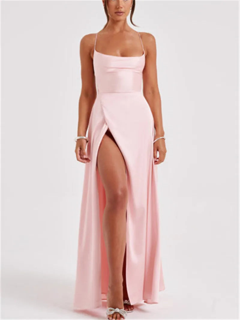 Formal Dress Elegant Solid Color Backless Split Evening Gown - MERGE.DAY.1.FREESTYLE