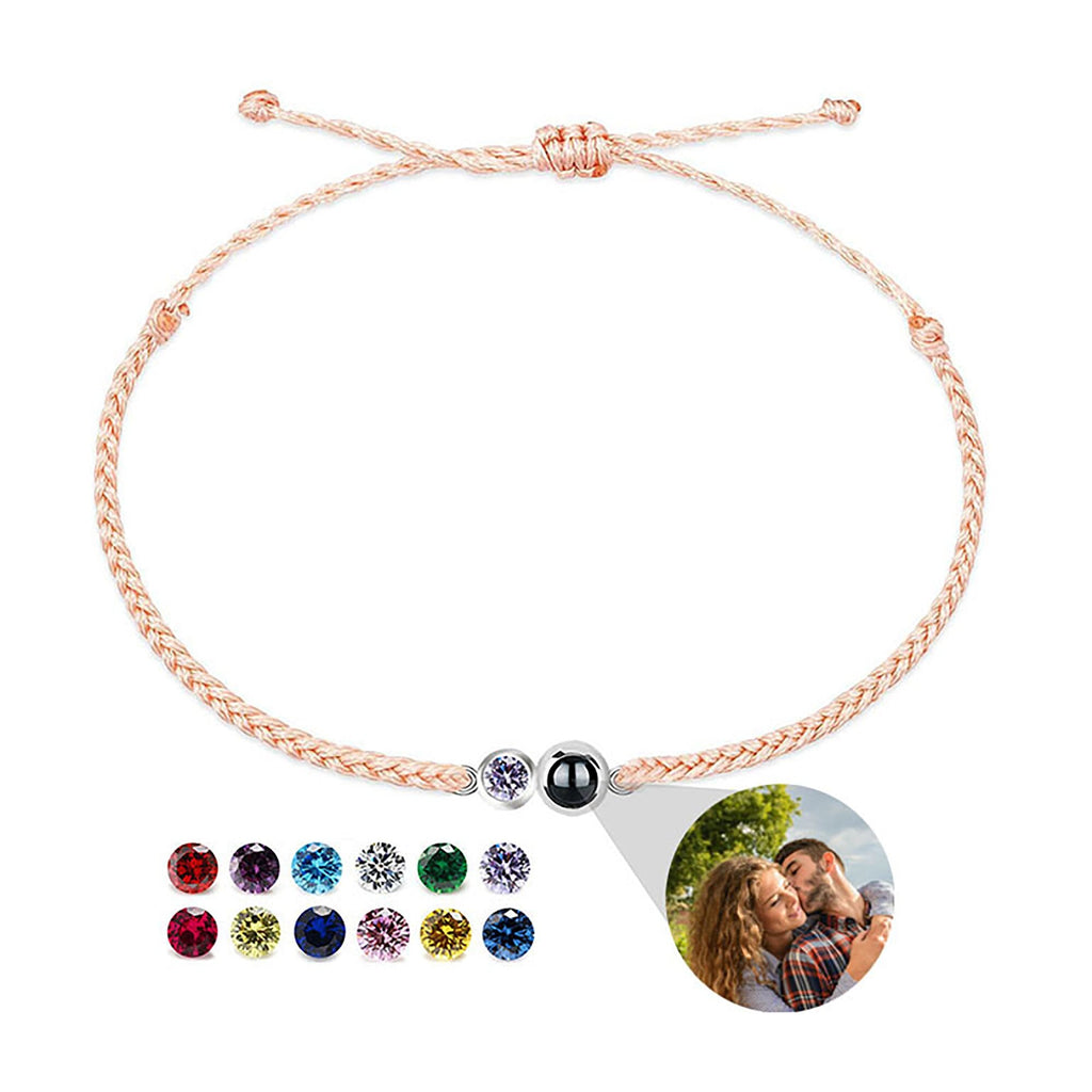 Customized birthstone Personalized Circle Photo Bracelet - MERGE.DAY.1.FREESTYLE