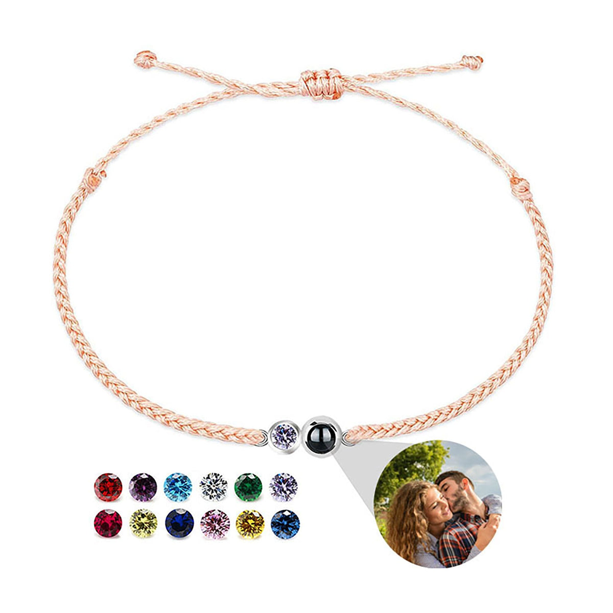 Customized birthstone Personalized Circle Photo Bracelet - MERGE.DAY.1.FREESTYLE
