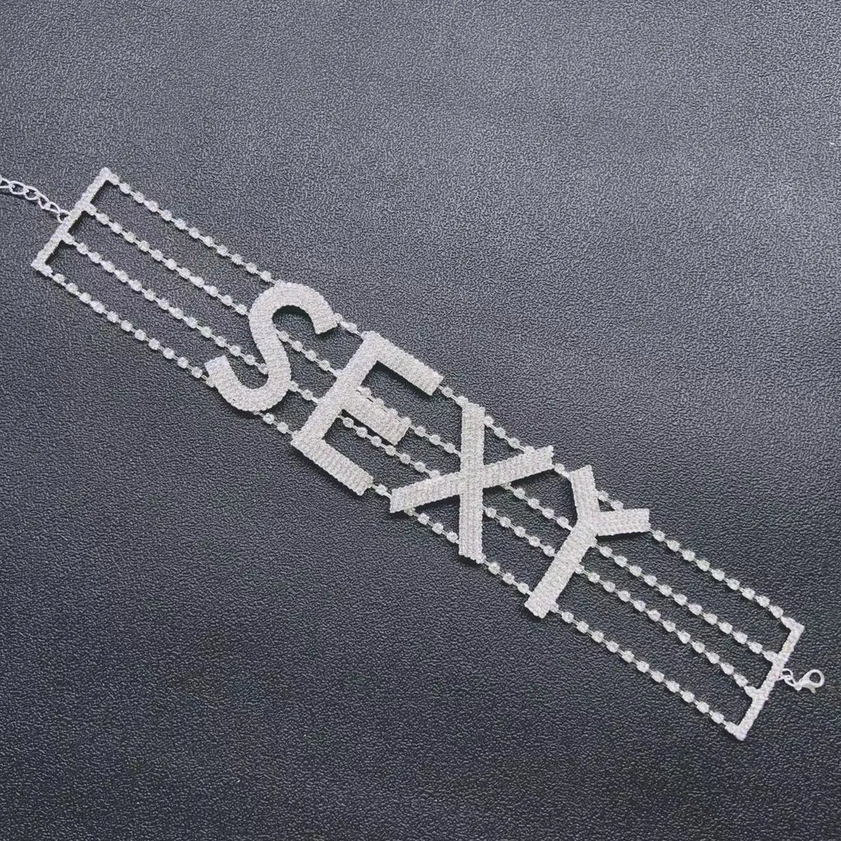 Rhinestone Collar Choker Personality English Letter SEXY Neckchain - MERGE.DAY.1.FREESTYLE