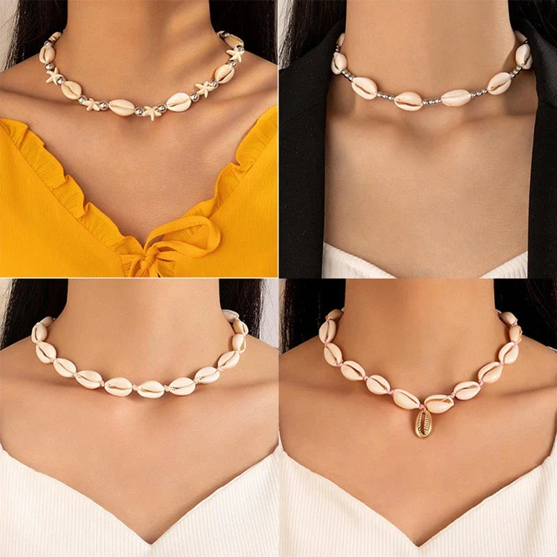 Fashion Rope Chain Natural Shell Choker Necklace - MERGE.DAY.1.FREESTYLE