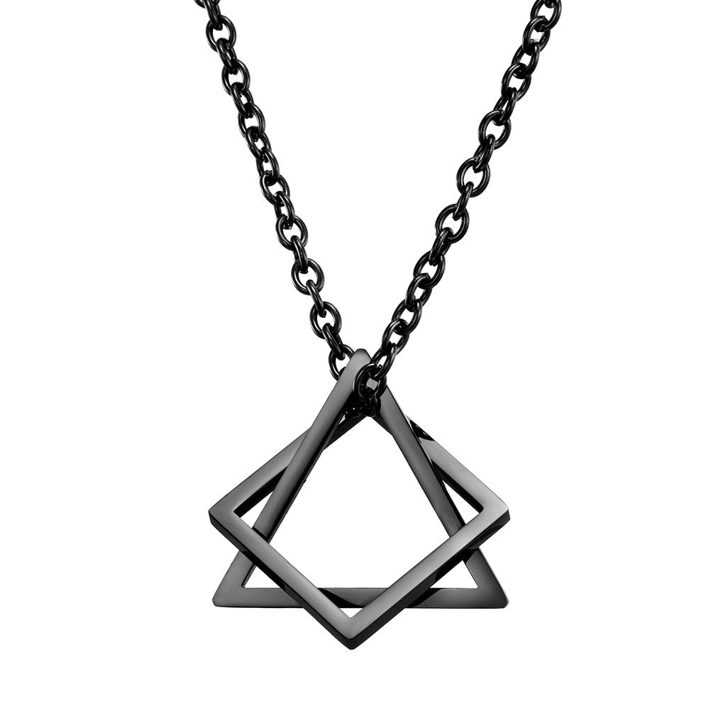 Geometry Interlocking Square Triangle Male Pendant Stacking Streetwear Necklace - MERGE.DAY.1.FREESTYLE