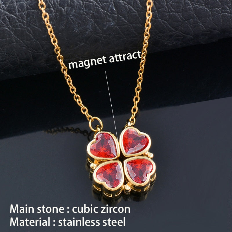 Trendy Flower Magnetic Attract Together Pendant Necklace - MERGE.DAY.1.FREESTYLE