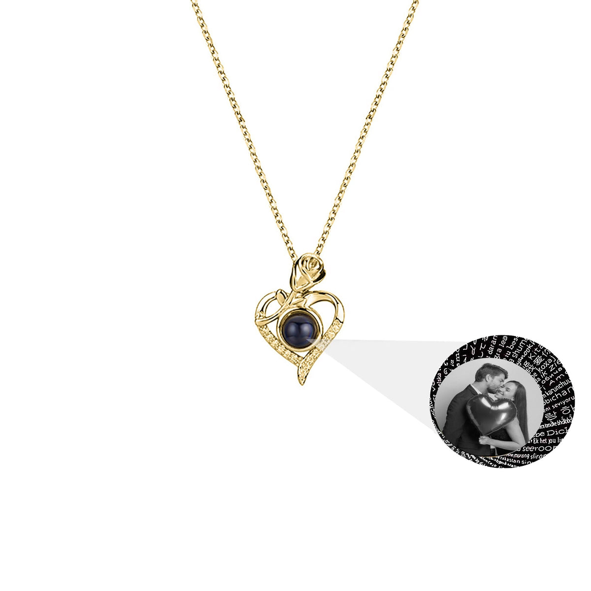 Love Rose with Customized PhotosProjection Necklace Pendant Jewelry For Lover Girlfriend - MERGE.DAY.1.FREESTYLE