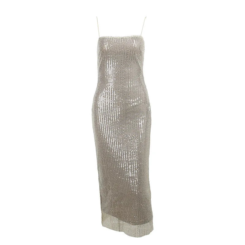 Sleeveless Glitter Sequined Evening Party Club Maxi Dress - MERGE.DAY.1.FREESTYLE