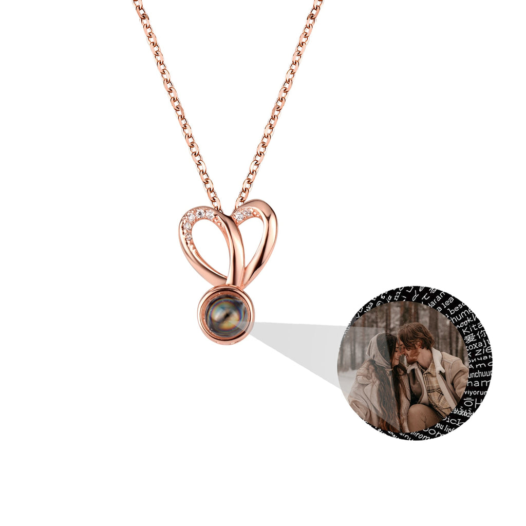 Personalized Photo Projection Necklace Sweet Crystal Rabbit Ears Pendant Necklaces - MERGE.DAY.1.FREESTYLE