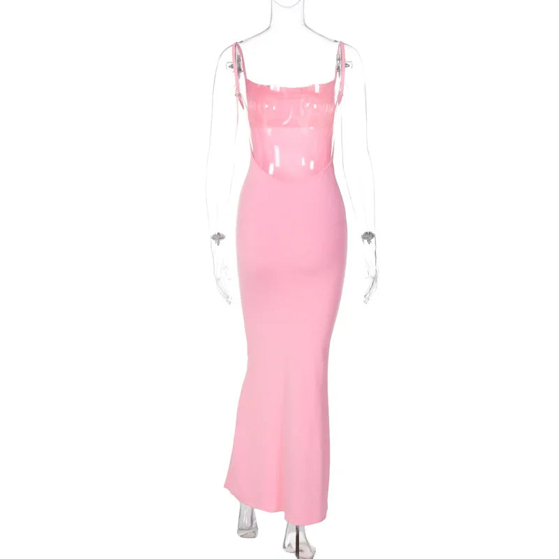 Solid Sleeveless Backless Elegant Sexy Bodycon Y2K Maxi Prom Dress - MERGE.DAY.1.FREESTYLE