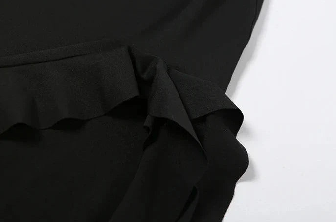 Elegant Strapless Dress Women Irregular Tassel Skinny Split Maxi Bodycon - MERGE.DAY.1.FREESTYLE