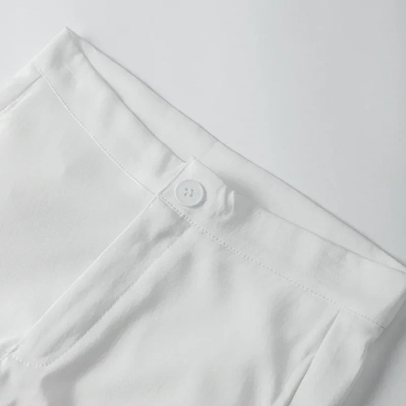 Elegant White Shorts Sets Sleeveless Single Breasted Top High Waist Shorts - MERGE.DAY.1.FREESTYLE