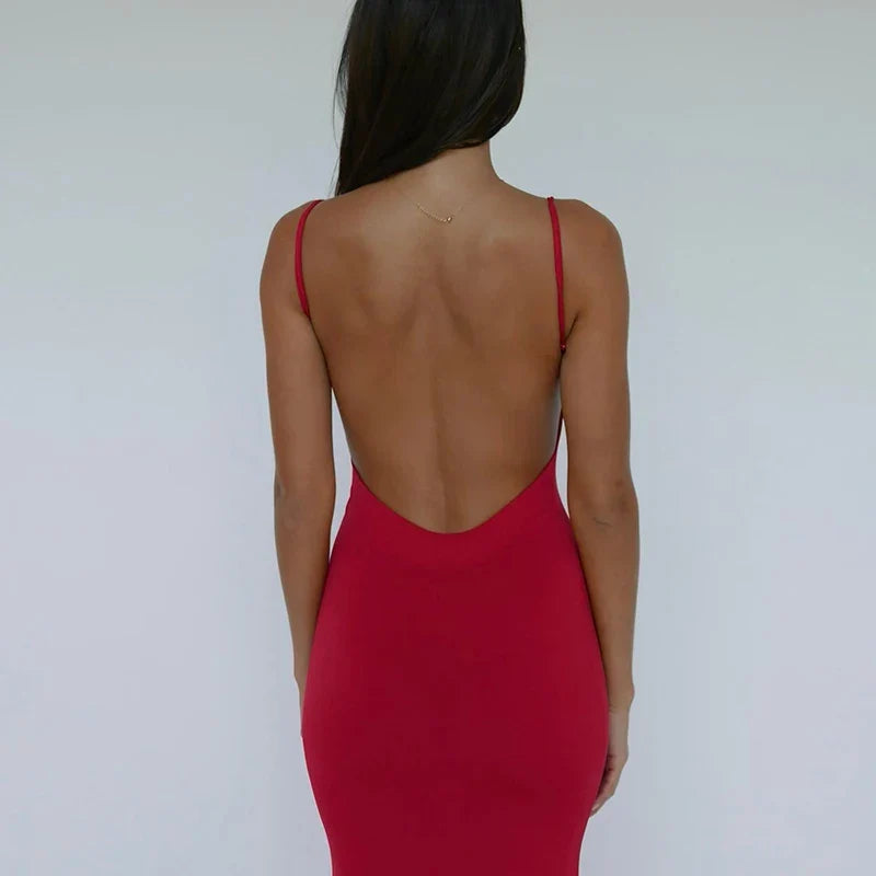 Solid Sleeveless Backless Elegant Sexy Bodycon Y2K Maxi Prom Dress - MERGE.DAY.1.FREESTYLE