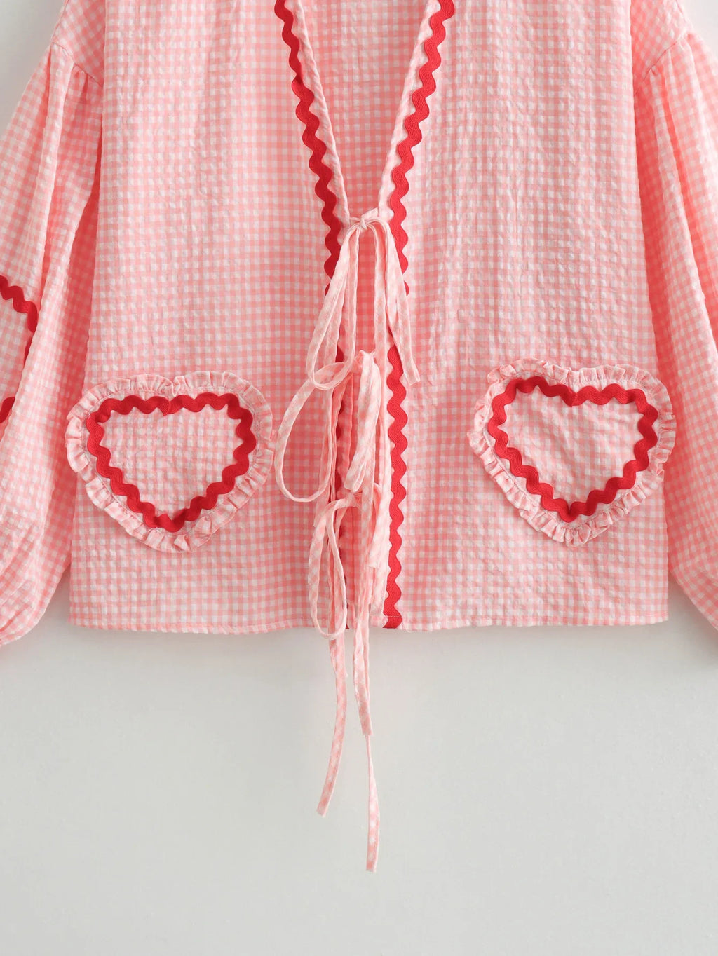 Heart Pockets Ladies V Neck Bow Buttons Blouses - MERGE.DAY.1.FREESTYLE