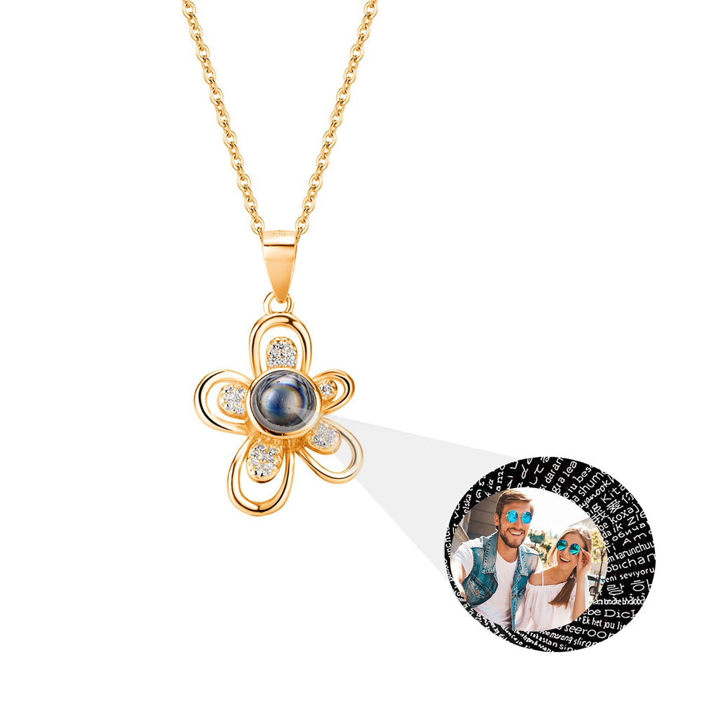Flowers that can be customized for photos Projection Necklace Pendant Jewelry - MERGE.DAY.1.FREESTYLE
