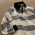 Striped POLO Shirt Men Women Casual Loose Couple BF Lapel Sweatshirts - MERGE.DAY.1.FREESTYLE