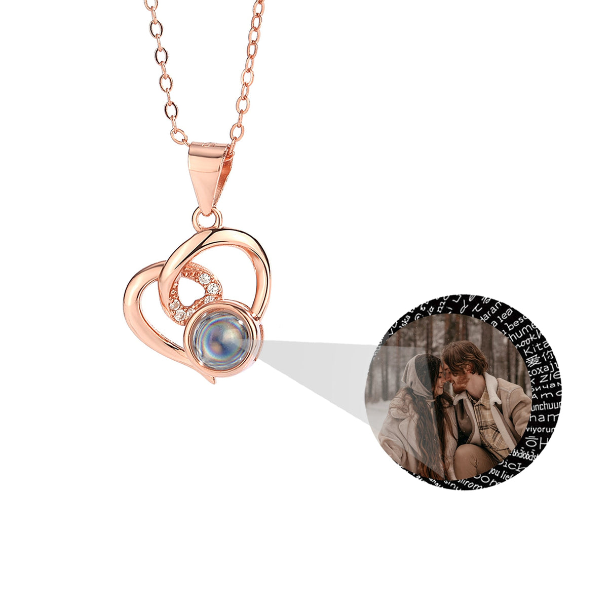 Customizable Photo Necklaces Silver Shiny Heart Chain Necklace Birthday Gifts - MERGE.DAY.1.FREESTYLE