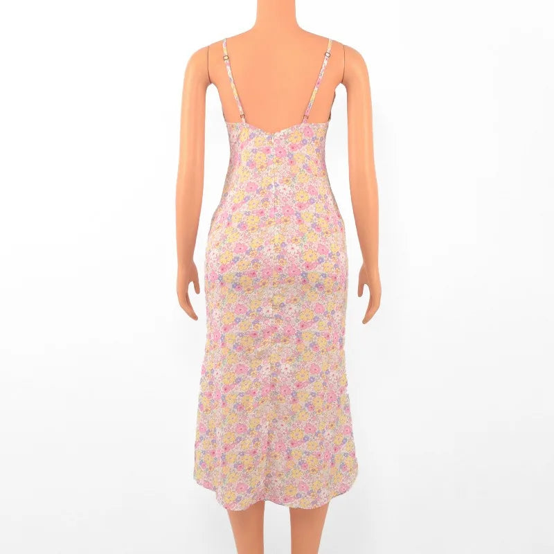 Print Sleeveless Strap Backless Lace Bodycon Dress - MERGE.DAY.1.FREESTYLE