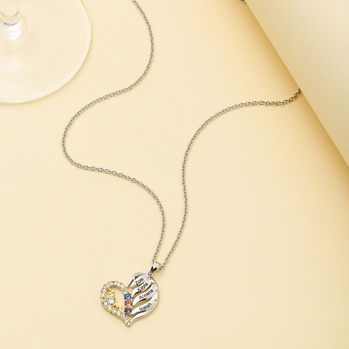 Customized Name Heart Shaped Semi Diamond Necklace Necklace Temperament Clavicle Chain - MERGE.DAY.1.FREESTYLE