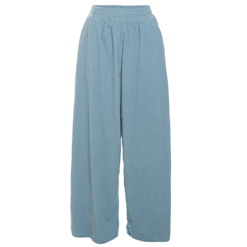 Basic Pocket High Waist Trousers Corduroy Streetwear Long Bottoms - MERGE.DAY.1.FREESTYLE