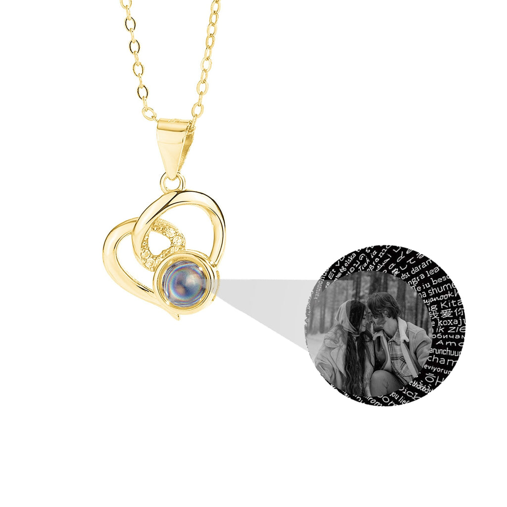 Customizable Photo Necklaces Silver Shiny Heart Chain Necklace Birthday Gifts - MERGE.DAY.1.FREESTYLE