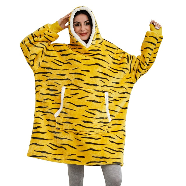 Winter Oversized Hoodies Women Giant Hoody Flannel Fleece Wearable Blanket - MERGE.DAY.1.FREESTYLE