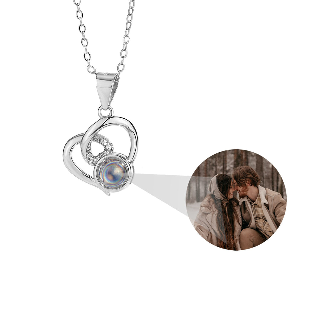 Customizable Photo Necklaces Silver Shiny Heart Chain Necklace Birthday Gifts - MERGE.DAY.1.FREESTYLE