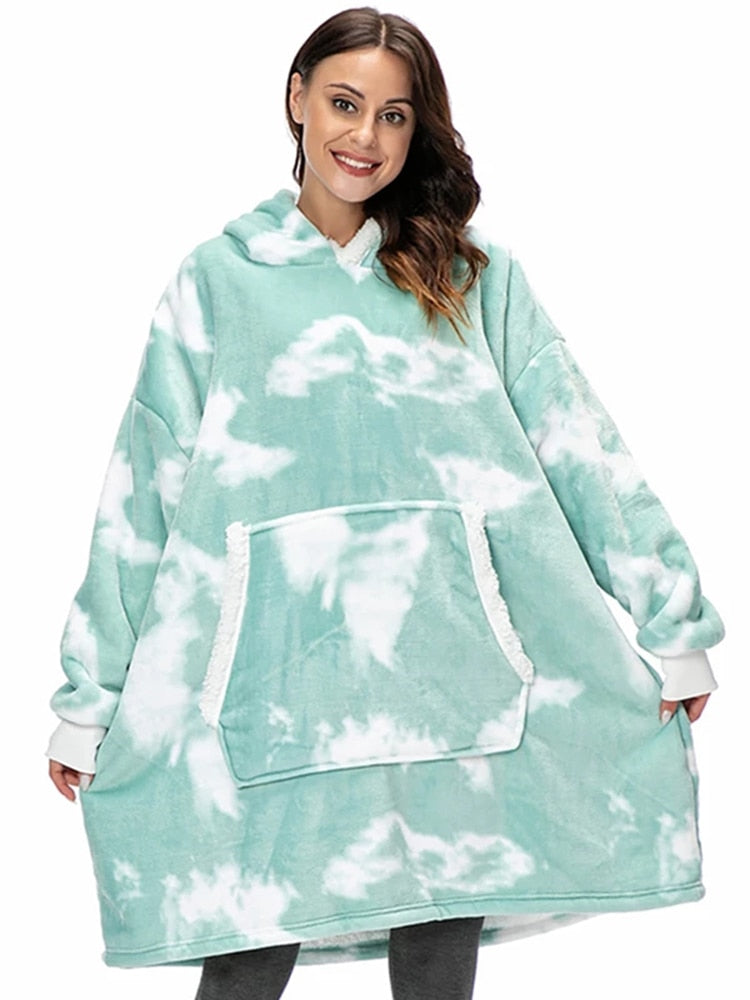 Winter Hoodies Fleece Giant TV Blanket With Sleeves Pullover - MERGE.DAY.1.FREESTYLE