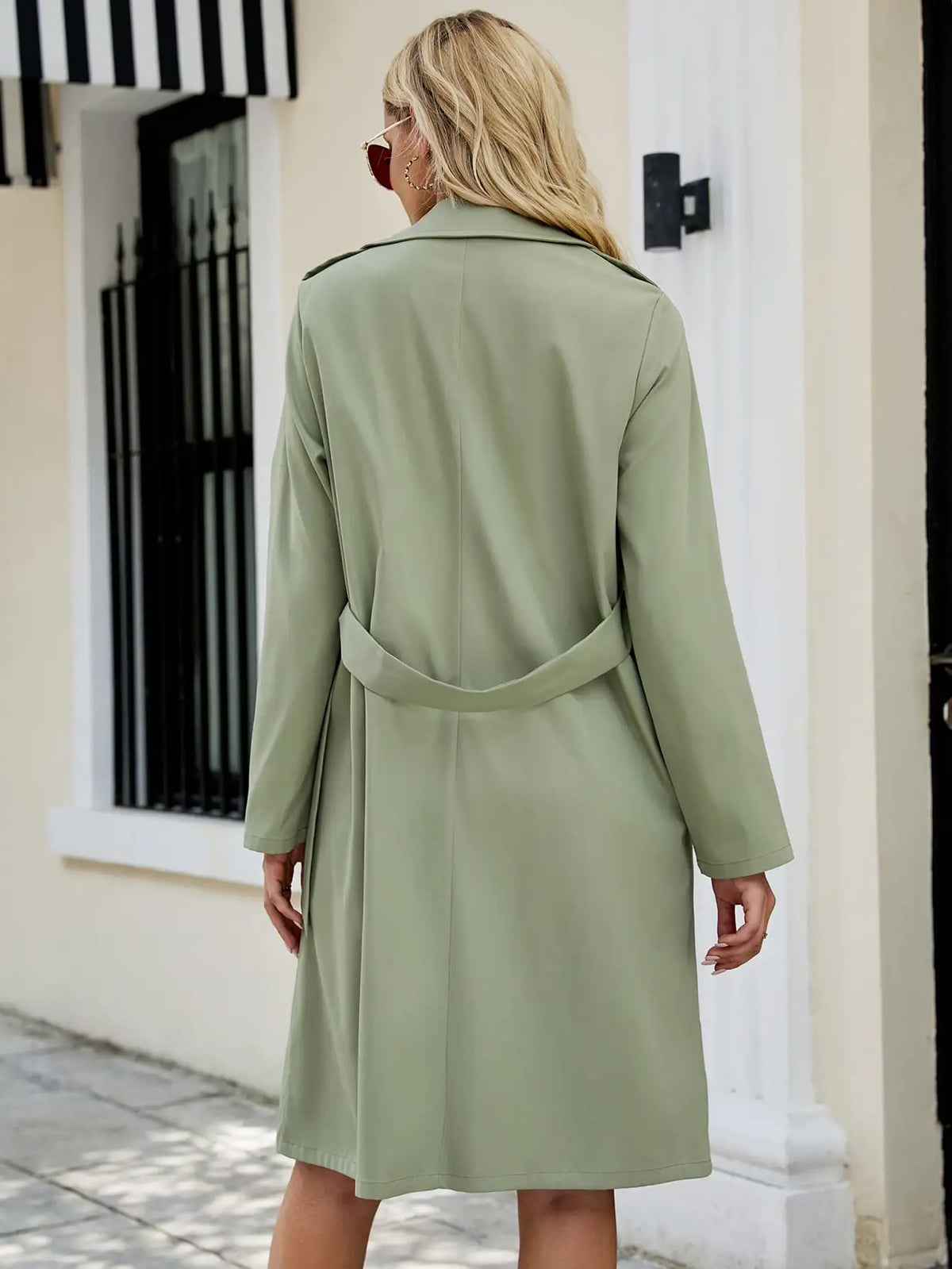 Elegant Solid Color Long Trench Double Breasted Long Sleeve Coats - MERGE.DAY.1.FREESTYLE