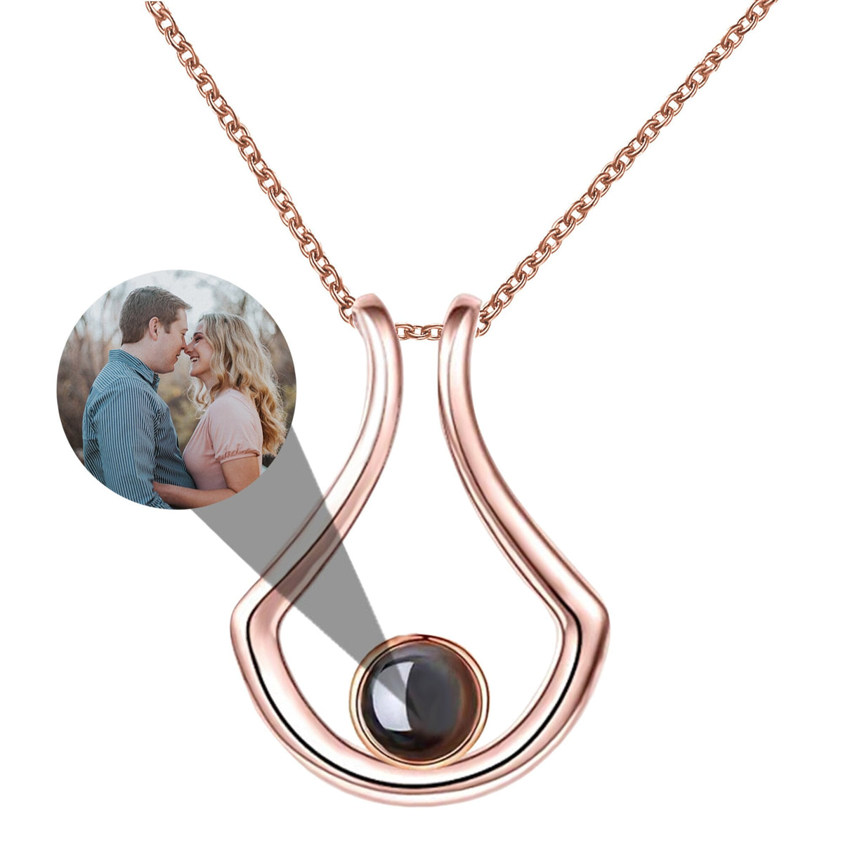 Custom Geometric Bracket Curved Projection Necklace Personalized Color Photo - MERGE.DAY.1.FREESTYLE
