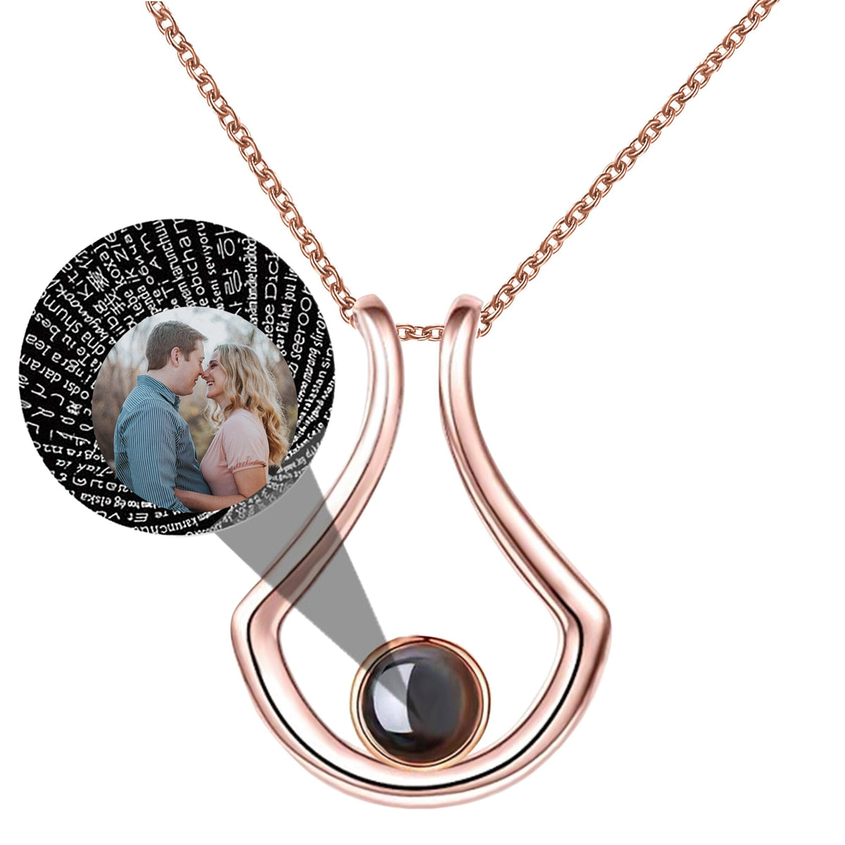 Custom Geometric Bracket Curved Projection Necklace Personalized Color Photo - MERGE.DAY.1.FREESTYLE