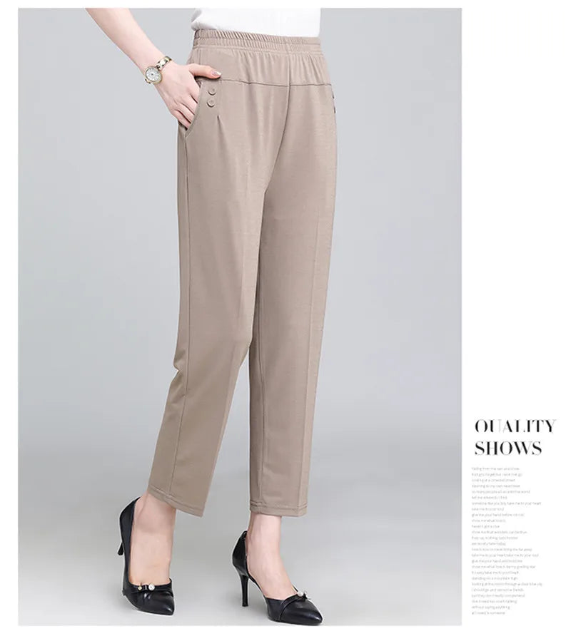 Spring Summer Pants Thin Elastic Waist Loose Cotton - MERGE.DAY.1.FREESTYLE