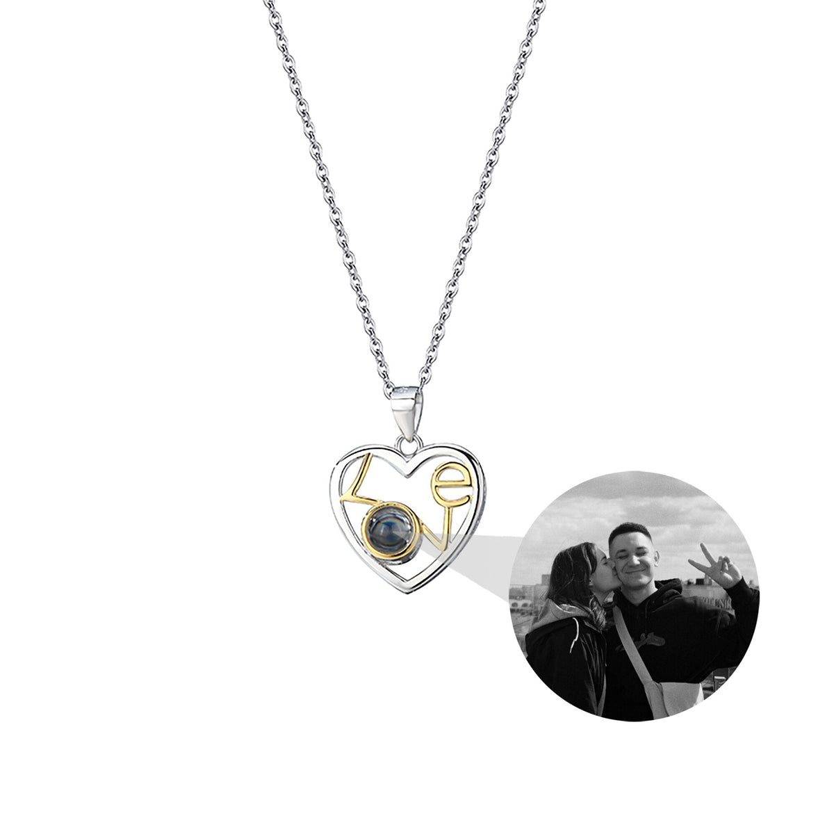 Customizable photo Necklace Round Heart Pendant Romantic Memory Projection Necklaces - MERGE.DAY.1.FREESTYLE