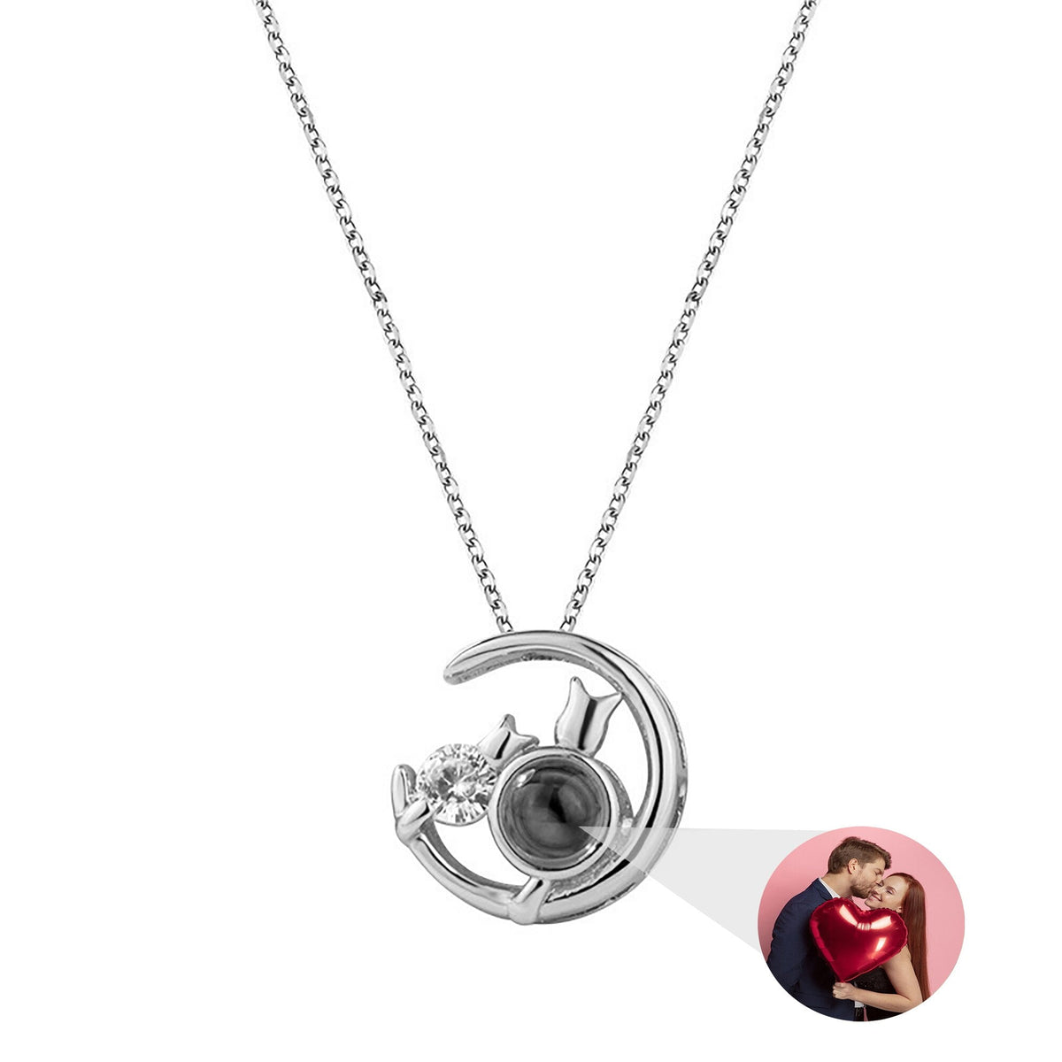 Moon Cat with customizable photos Projection Necklace Pendant Jewelry - MERGE.DAY.1.FREESTYLE