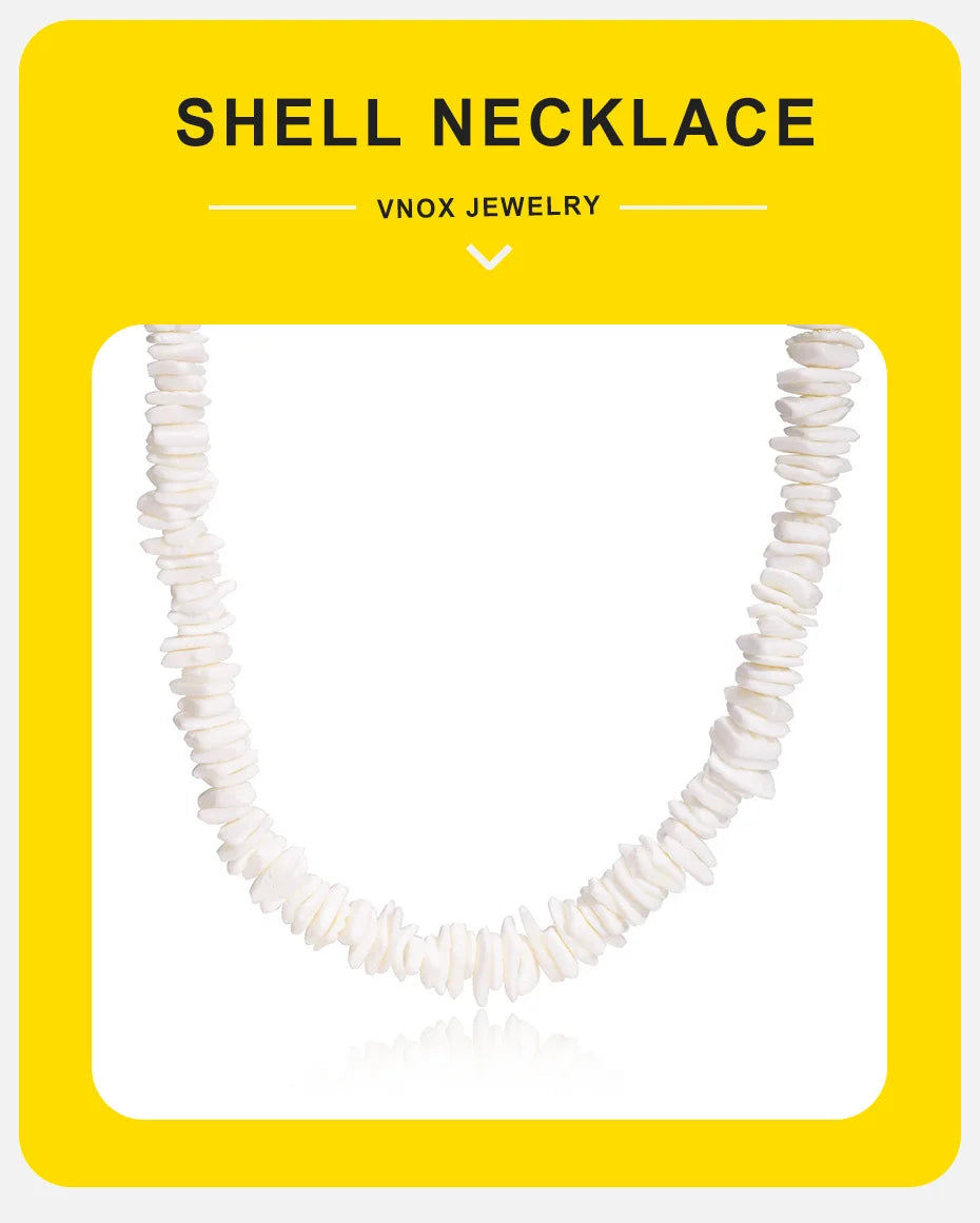 Natural Square Irregular Shell Beaded Chain Necklaces - MERGE.DAY.1.FREESTYLE