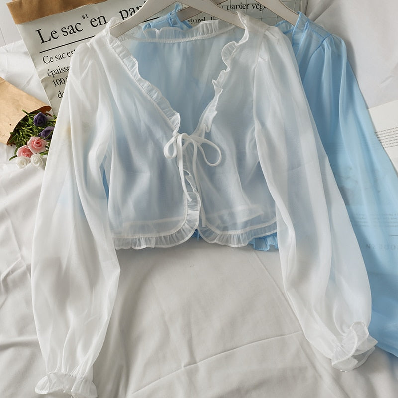Thin Coat Casual Lace Bow Summer Sun Protection Female Cardigan Shirt Clothing Tops - MERGE.DAY.1.FREESTYLE