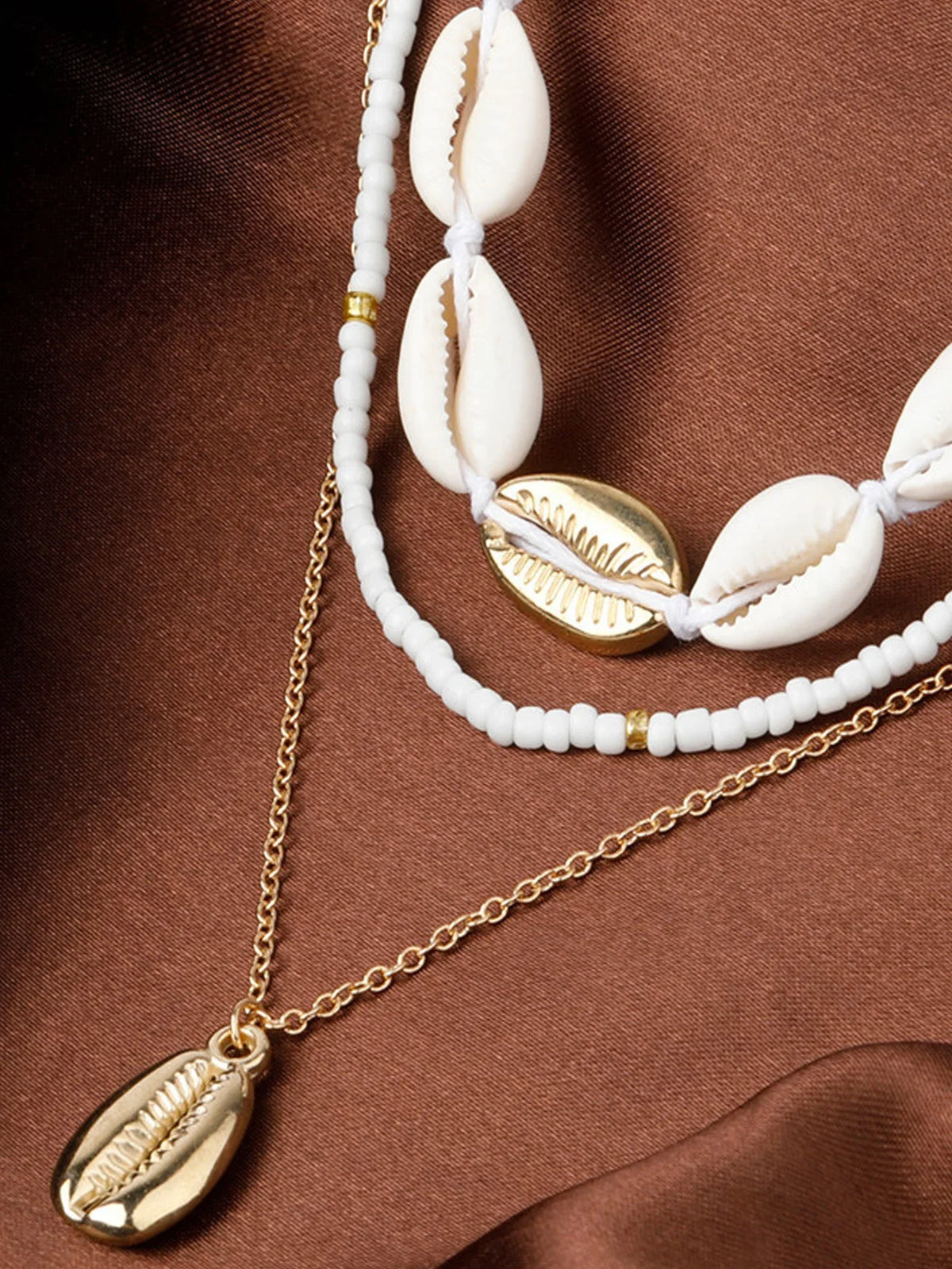 3Pcs Rice beads Shell Pendant Necklace - MERGE.DAY.1.FREESTYLE