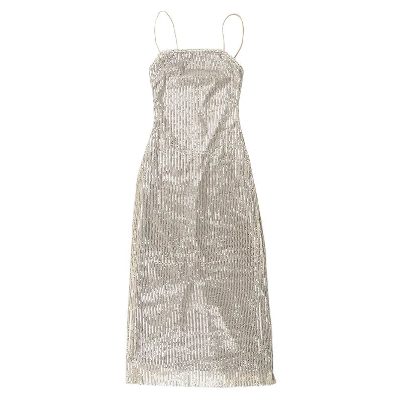 Sleeveless Glitter Sequined Evening Party Club Maxi Dress - MERGE.DAY.1.FREESTYLE