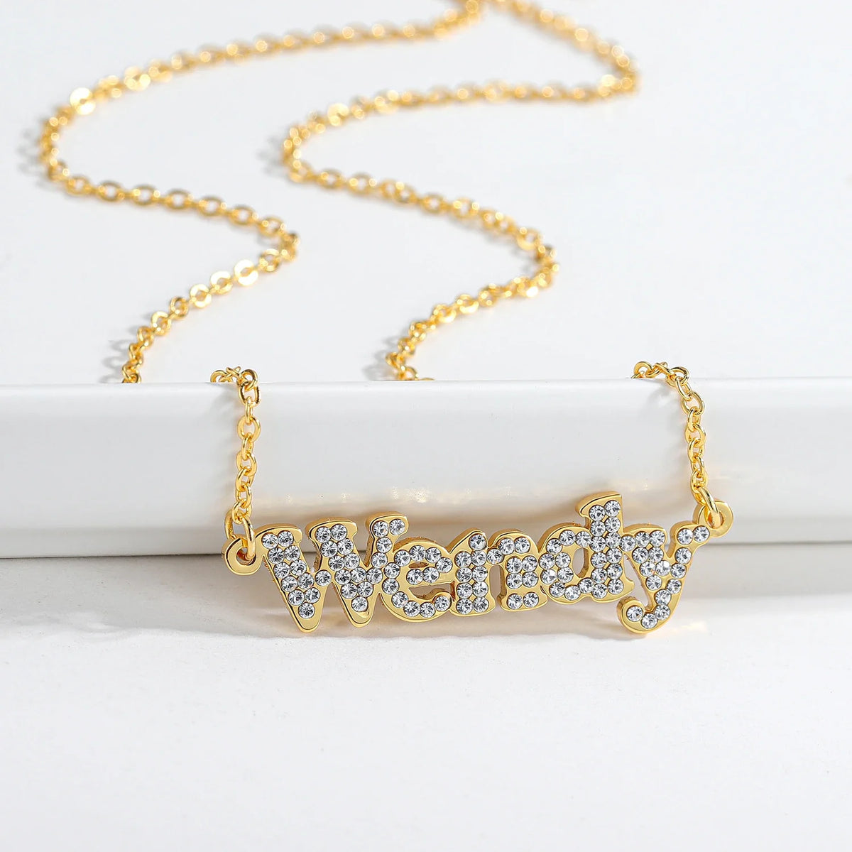 Custom Crystal Name Necklace For Women Iced Out Letter Diamond Nameplate - MERGE.DAY.1.FREESTYLE