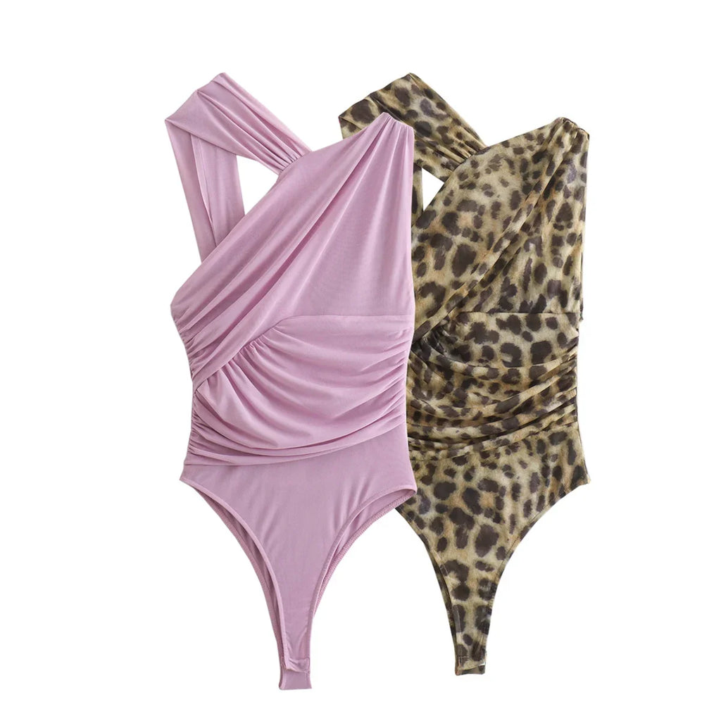 Vintage Women Irregular Leopard Bodysuits - MERGE.DAY.1.FREESTYLE