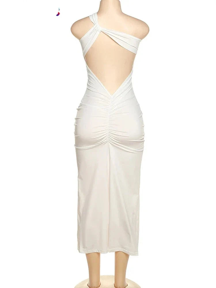 Hollow Sexy Cross Ruched Chic Design Sleeveless Skinny Stylish Bodycon Dress - MERGE.DAY.1.FREESTYLE
