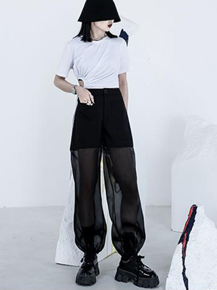 Semi-perspective Cargo Pants Women Summer Niche Large Pockets Stitching Pants - MERGE.DAY.1.FREESTYLE
