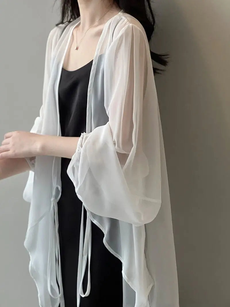 Women High Street Casual Lacing Button Cardigan Elegant All-match Top - MERGE.DAY.1.FREESTYLE