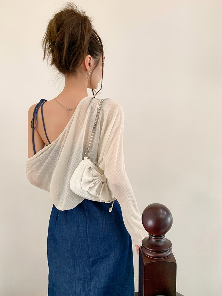 Summer Women Sexy Slip Denim Dress Strapless Lace-up High Waist Dress - MERGE.DAY.1.FREESTYLE