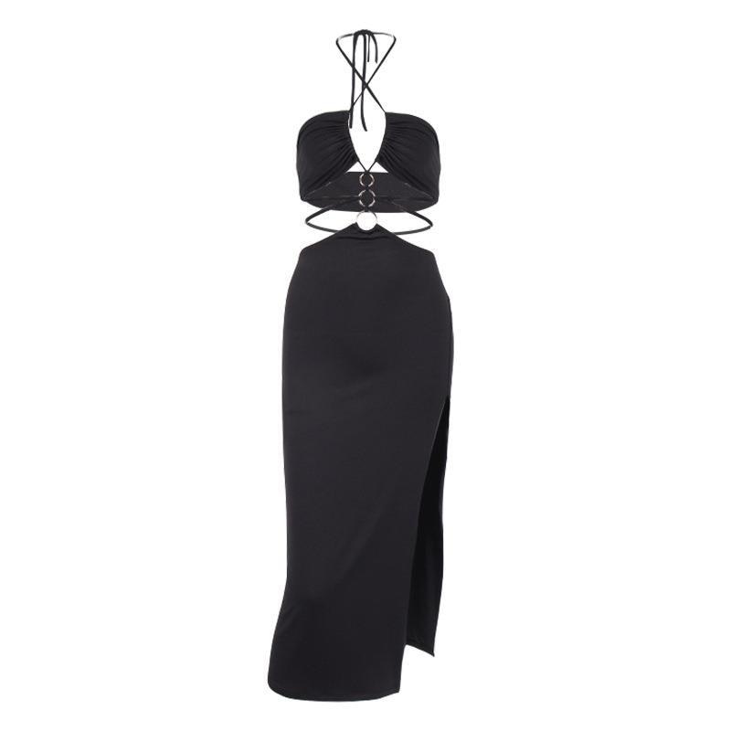 Summer Dress For Women Sexy Cutout Lace-up High Slit Maxi Long Dresses - MERGE.DAY.1.FREESTYLE