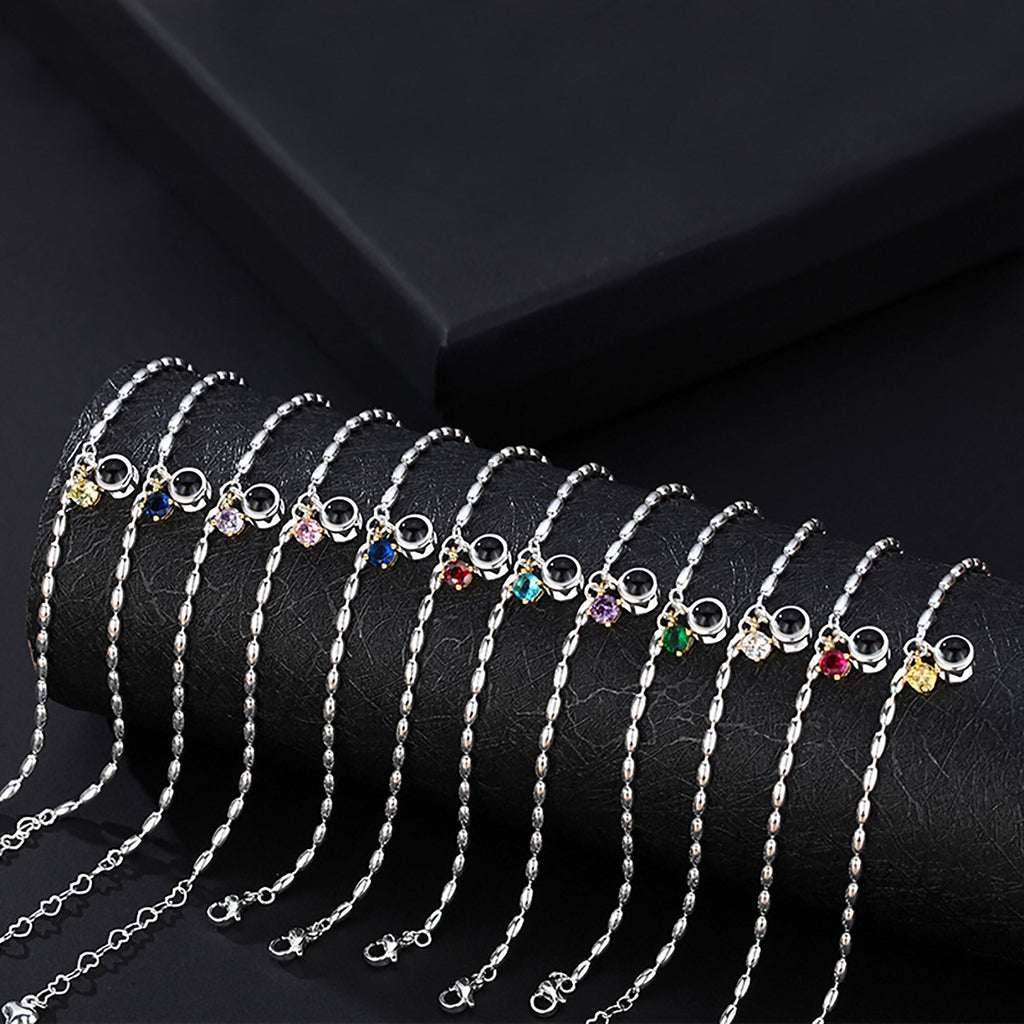 Customized birthstone and photo Circle Photo Bracelet Projection Bracelets - MERGE.DAY.1.FREESTYLE