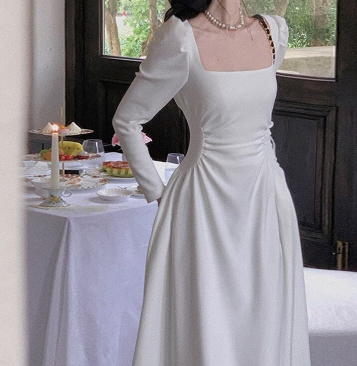 Spring Autumn Ladies Vestidos Puff Sleeve Slim Female A-line Dress - MERGE.DAY.1.FREESTYLE