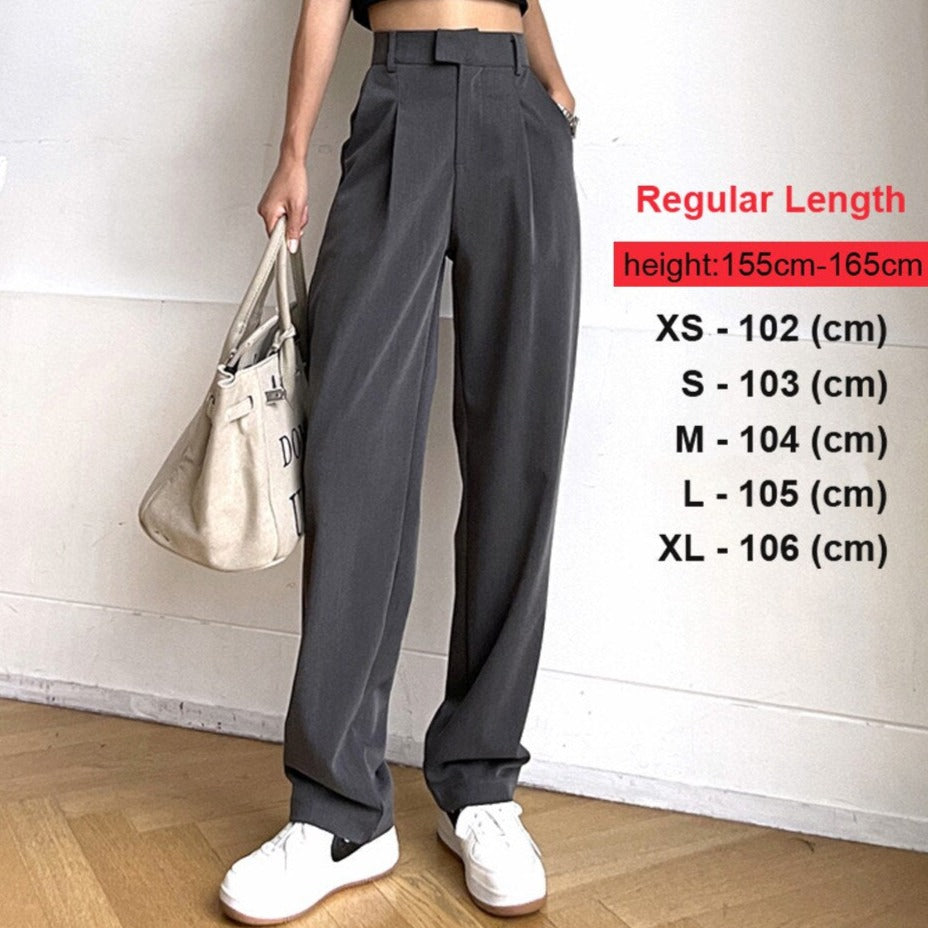 Straight Female Trousers Casual High Waist Women Long Pants - MERGE.DAY.1.FREESTYLE