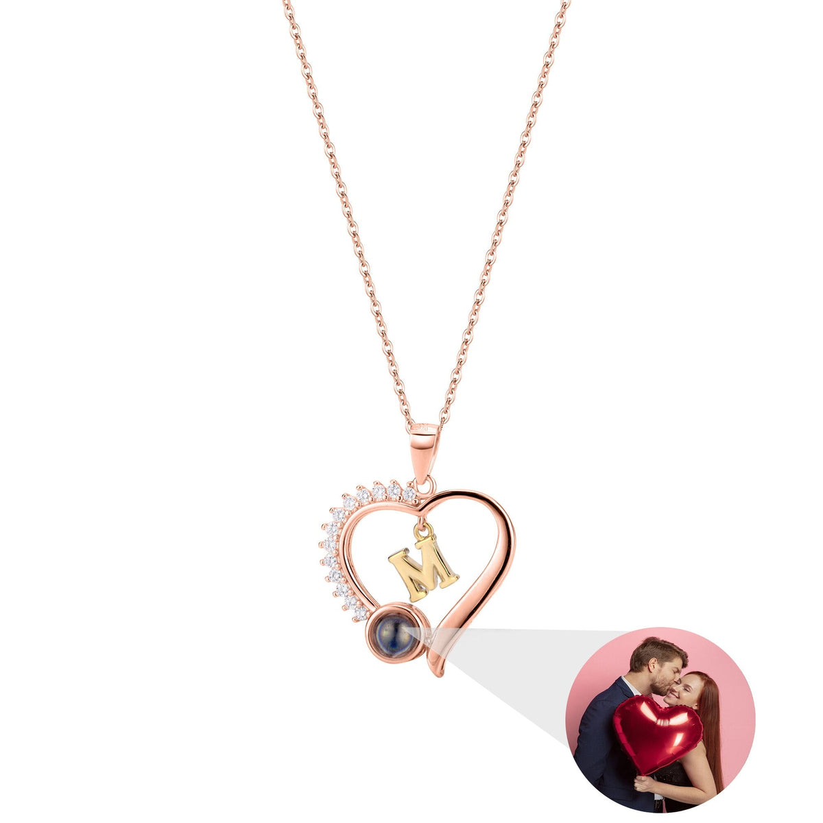 letter necklace Simple Heart Shaped Photo Custom Projection Necklace - MERGE.DAY.1.FREESTYLE