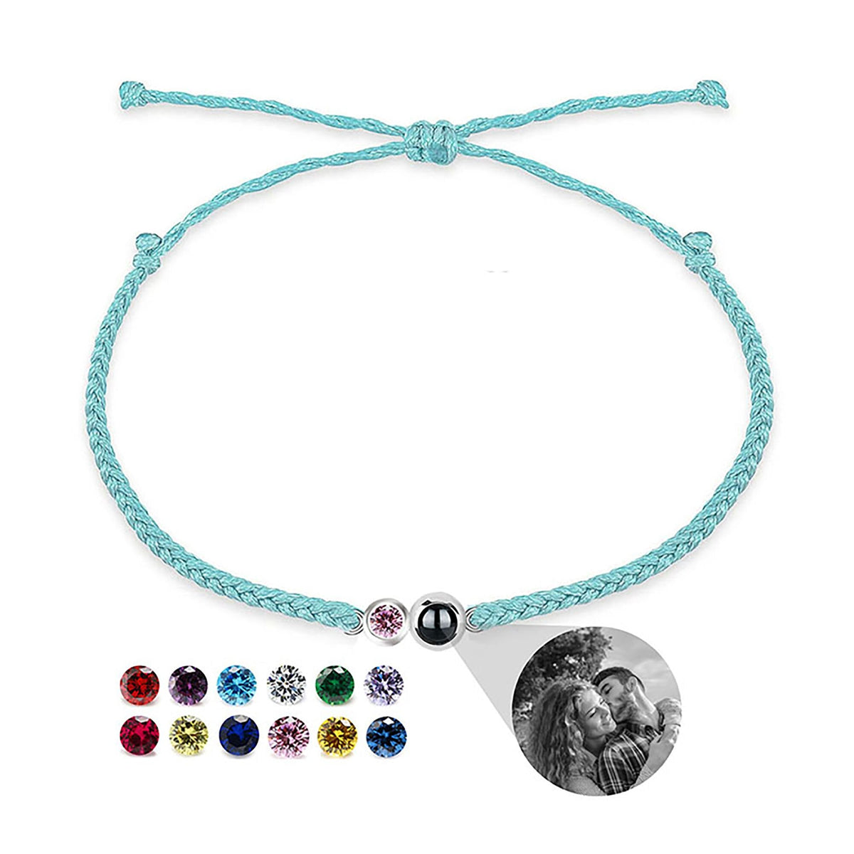 Customized birthstone Personalized Circle Photo Bracelet - MERGE.DAY.1.FREESTYLE