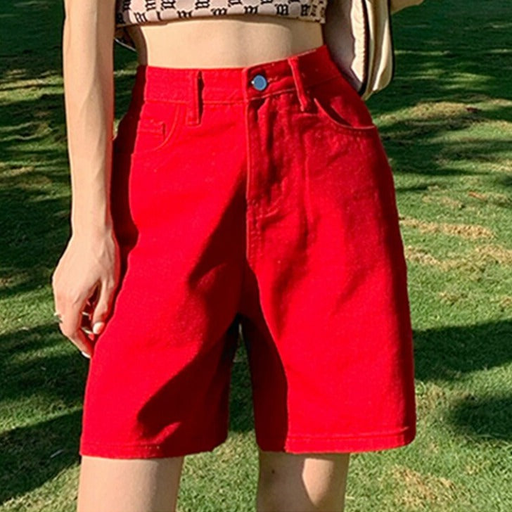 Jeans Shorts Summer High Waist Pockets Female Wide Leg Denim Shorts - MERGE.DAY.1.FREESTYLE